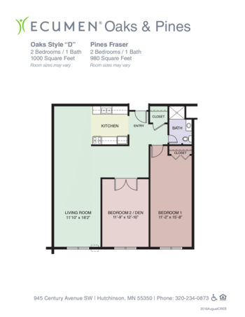 Floorplan of Ecumen Oaks and Pines, Assisted Living, Memory Care, Hutchinson, MN 3