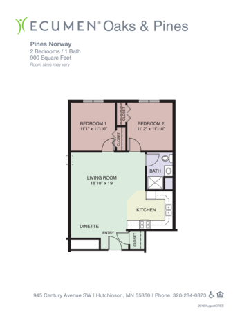 Floorplan of Ecumen Oaks and Pines, Assisted Living, Memory Care, Hutchinson, MN 5
