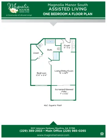 Floorplan of Magnolia Manor of Moultrie, Assisted Living, Moultrie, GA 1
