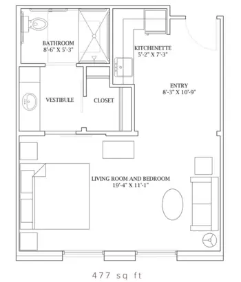 Floorplan of The Oaks at Liberty Grove, Assisted Living, Rowlett, TX 3