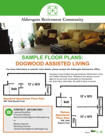 Floorplan of Aldersgate Retirement Community, Assisted Living, Meridian, MS 1