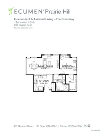 Floorplan of Ecumen Prairie Hill, Assisted Living, Memory Care, Saint Peter, MN 1