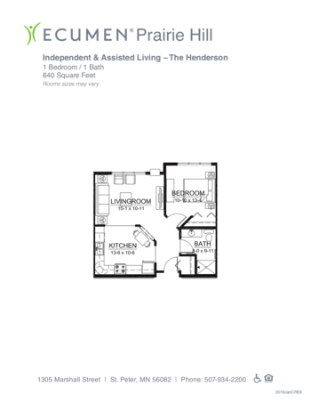 Floorplan of Ecumen Prairie Hill, Assisted Living, Memory Care, Saint Peter, MN 2