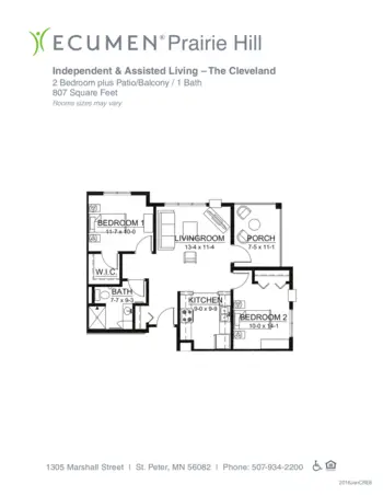 Floorplan of Ecumen Prairie Hill, Assisted Living, Memory Care, Saint Peter, MN 11
