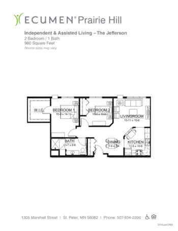Floorplan of Ecumen Prairie Hill, Assisted Living, Memory Care, Saint Peter, MN 12