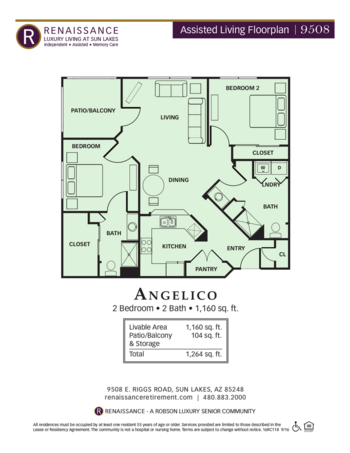 Floorplan of Renaissance Luxury Retirement Living, Assisted Living, Sun Lakes, AZ 1