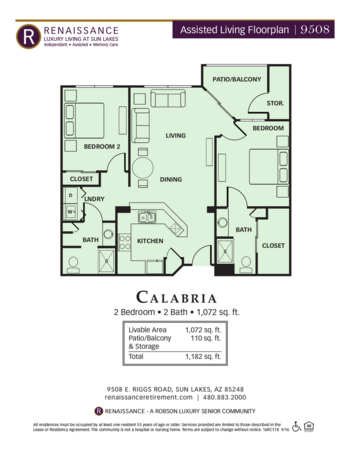 Floorplan of Renaissance Luxury Retirement Living, Assisted Living, Sun Lakes, AZ 2