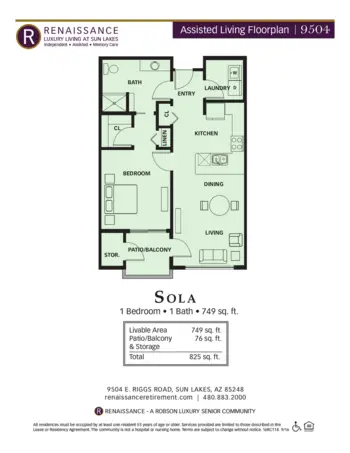 Floorplan of Renaissance Luxury Retirement Living, Assisted Living, Sun Lakes, AZ 5