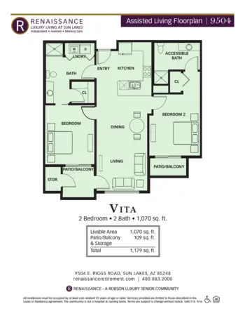 Floorplan of Renaissance Luxury Retirement Living, Assisted Living, Sun Lakes, AZ 8