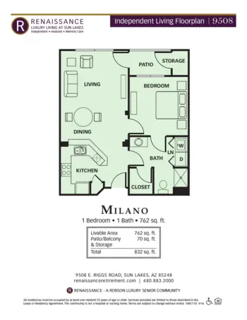 Floorplan of Renaissance Luxury Retirement Living, Assisted Living, Sun Lakes, AZ 13