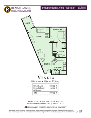 Floorplan of Renaissance Luxury Retirement Living, Assisted Living, Sun Lakes, AZ 14