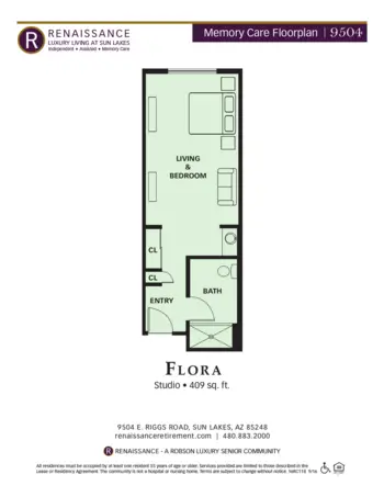 Floorplan of Renaissance Luxury Retirement Living, Assisted Living, Sun Lakes, AZ 15