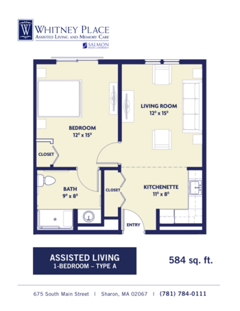 Floorplan of Whitney Place at Sharon, Assisted Living, Memory Care, Sharon, MA 3