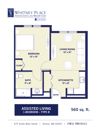Floorplan of Whitney Place at Sharon, Assisted Living, Memory Care, Sharon, MA 4