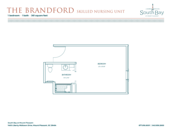 Floorplan of South Bath at Mount Pleasant, Assisted Living, Memory Care, Mount Pleasant, SC 1