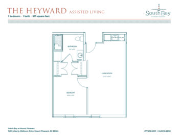 Floorplan of South Bath at Mount Pleasant, Assisted Living, Memory Care, Mount Pleasant, SC 6