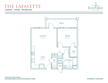 Floorplan of South Bath at Mount Pleasant, Assisted Living, Memory Care, Mount Pleasant, SC 8