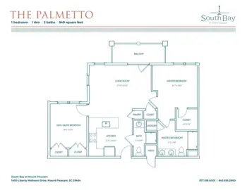 Floorplan of South Bath at Mount Pleasant, Assisted Living, Memory Care, Mount Pleasant, SC 15