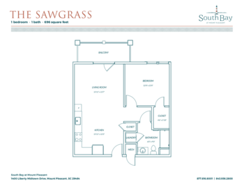 Floorplan of South Bath at Mount Pleasant, Assisted Living, Memory Care, Mount Pleasant, SC 17