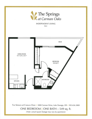 Floorplan of The Springs at Carman Oaks, Assisted Living, Lake Oswego, OR 1