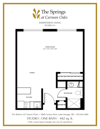 Floorplan of The Springs at Carman Oaks, Assisted Living, Lake Oswego, OR 2