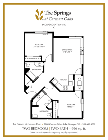 Floorplan of The Springs at Carman Oaks, Assisted Living, Lake Oswego, OR 11