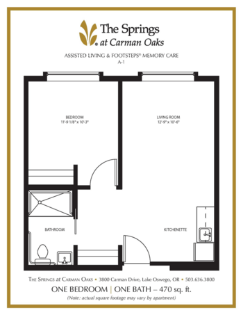 Floorplan of The Springs at Carman Oaks, Assisted Living, Lake Oswego, OR 18