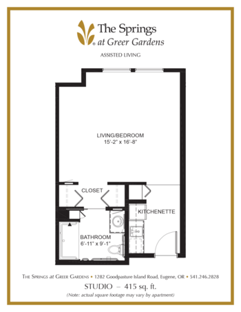 Floorplan of The Springs at Greer Gardens, Assisted Living, Eugene, OR 4