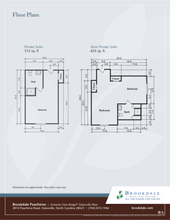 Floorplan of Brookdale Peachtree Memory Care, Assisted Living, Memory Care, Statesville, NC 1