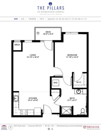 Floorplan of The Pillars of Shorewood Landing, Assisted Living, Memory Care, Excelsior, MN 12