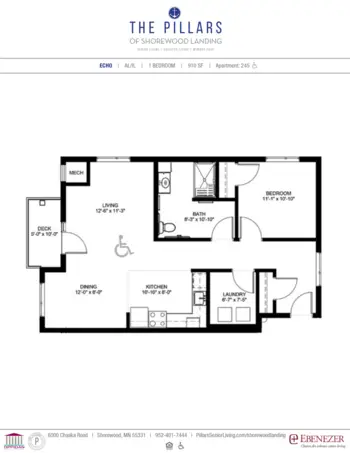 Floorplan of The Pillars of Shorewood Landing, Assisted Living, Memory Care, Excelsior, MN 16