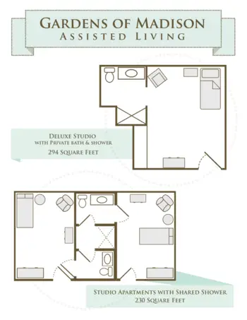 Floorplan of Gardens of Madison, Assisted Living, Hazel Green, AL 1