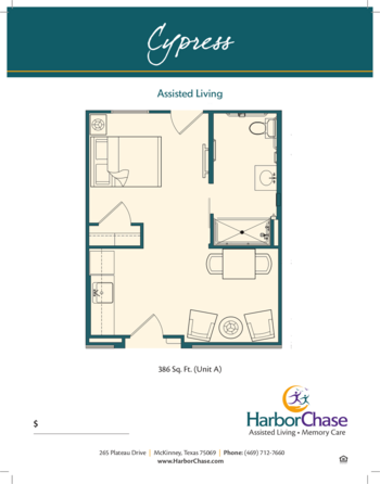 Floorplan of HarborChase of McKinney, Assisted Living, McKinney, TX 1