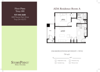 Floorplan of StoryPoint Troy, Assisted Living, Troy, OH 2