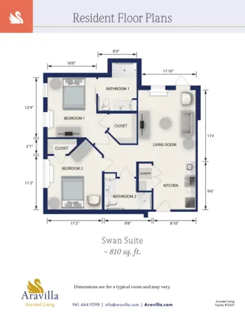 Floorplan of Aravilla, Assisted Living, Sarasota, FL 5