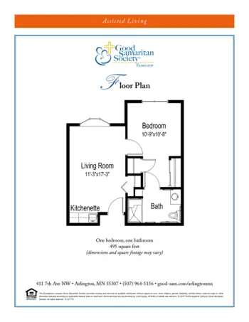Floorplan of Good Samaritan Society Fairview, Assisted Living, Arlington, MN 1