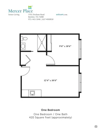 Floorplan of Mercer Place, Assisted Living, Rowlett, TX 2