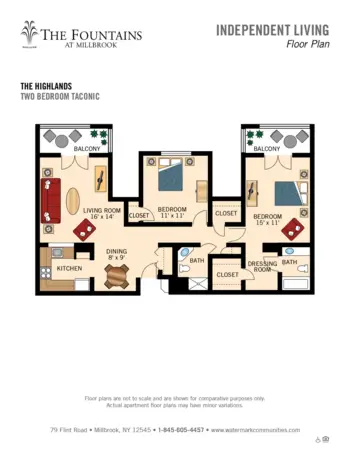 Floorplan of The Fountains at Millbrook, Assisted Living, Millbrook, NY 14