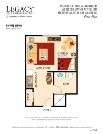 Floorplan of Legacy at Cranberry Landing, Assisted Living, Rochester, NY 2