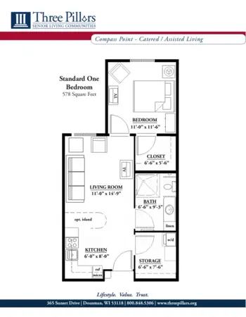 Floorplan of Three Pillars Compass Point Assisted Living, Assisted Living, Dousman, WI 2