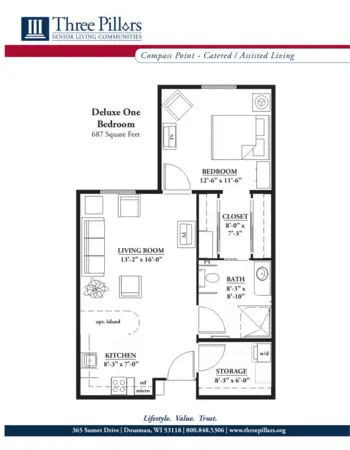 Floorplan of Three Pillars Compass Point Assisted Living, Assisted Living, Dousman, WI 3