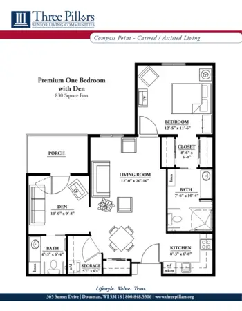Floorplan of Three Pillars Compass Point Assisted Living, Assisted Living, Dousman, WI 4
