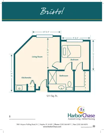 Floorplan of HarborChase of Naples, Assisted Living, Naples, FL 1