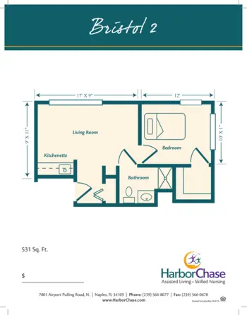 Floorplan of HarborChase of Naples, Assisted Living, Naples, FL 2