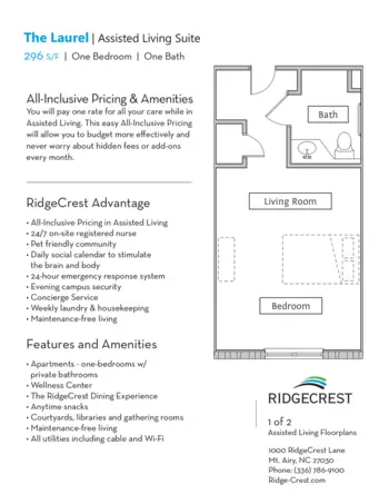 Floorplan of RidgeCrest, Assisted Living, Mount Airy, NC 1