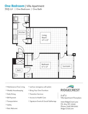 Floorplan of RidgeCrest, Assisted Living, Mount Airy, NC 3