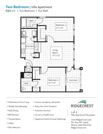 Floorplan of RidgeCrest, Assisted Living, Mount Airy, NC 4