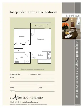 Floorplan of Atria Blankenbaker, Assisted Living, Middletown, KY 2