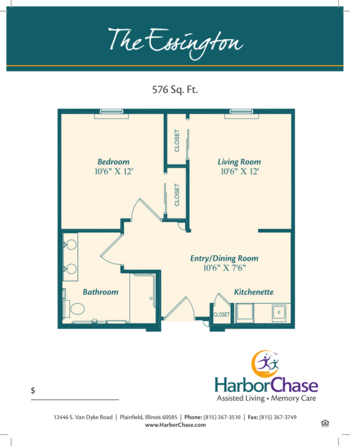 Floorplan of HarborChase of Plainfield, Assisted Living, Plainfield, IL 1