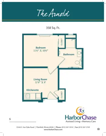 Floorplan of HarborChase of Plainfield, Assisted Living, Plainfield, IL 7